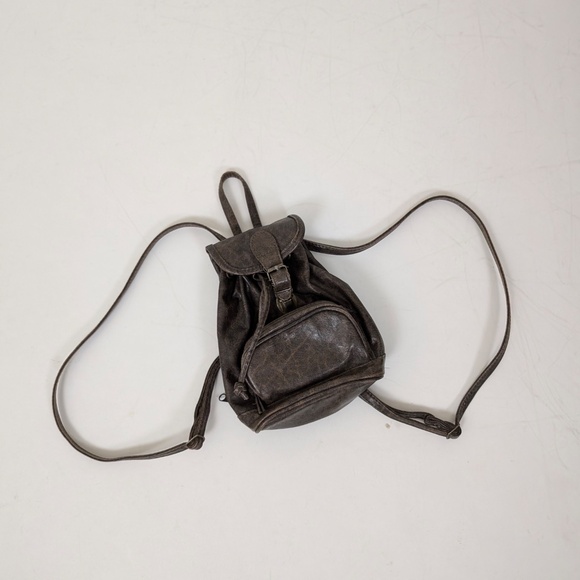 Faux Leather Mini Backpack Pockets Straps Knapsack Pouch Small Rucksack Handbag - Picture 6 of 10